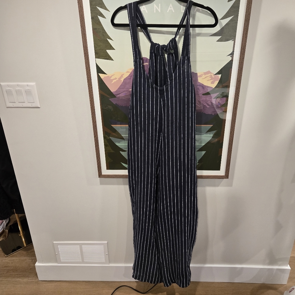 Oversized linen and cotton overalls